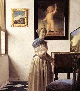 Jan Vermeer Lady Standing at Virginal painting